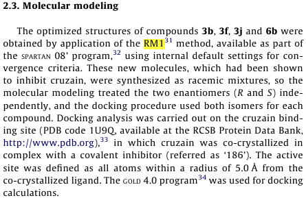 rm1 drug design molecular modeling